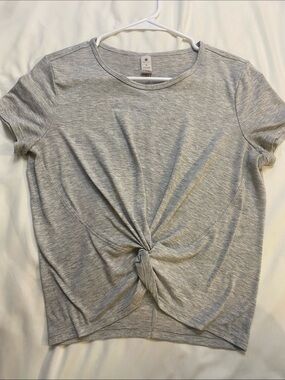 Yogalicious Twist-Front Short Sleeve Tee - Grey